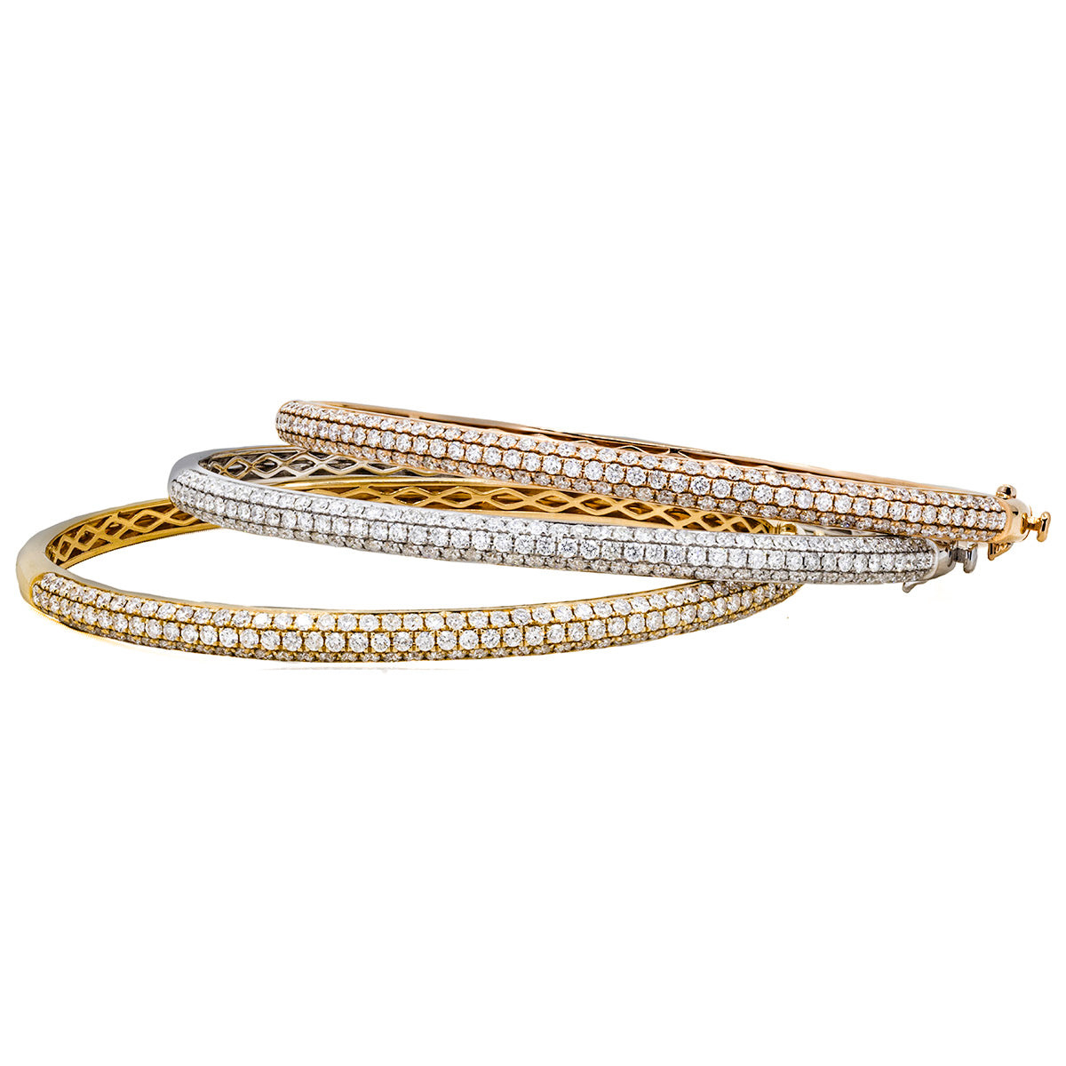 Three 18k Diamond Bangles