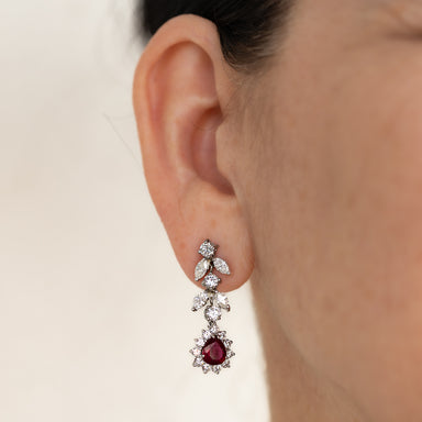 White Gold Earrings with Rubies and Diamonds