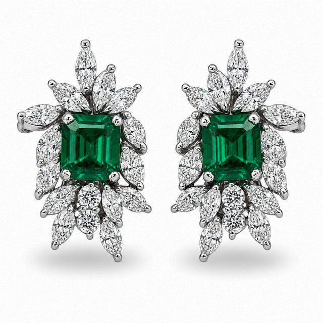 Platinum Emerald Earrings
