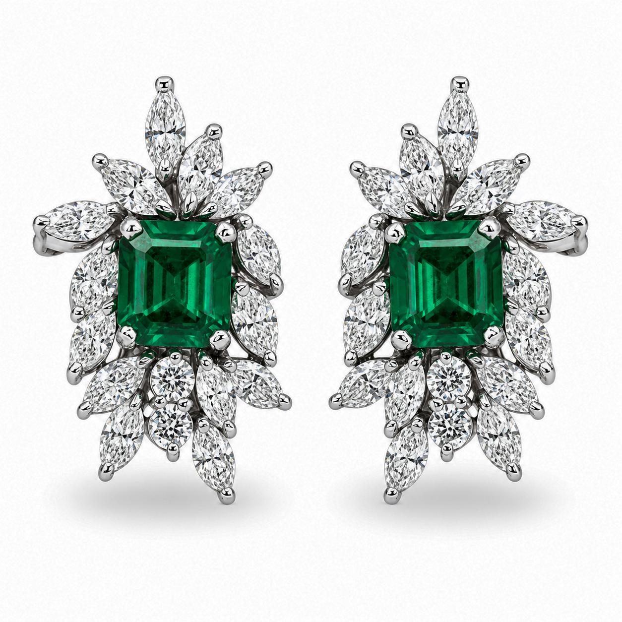 Platinum Emerald Earrings