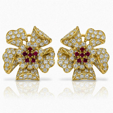 18k Diamond Floral Earrings with Inserts