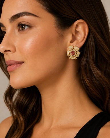 18k Diamond Floral Earrings with Inserts