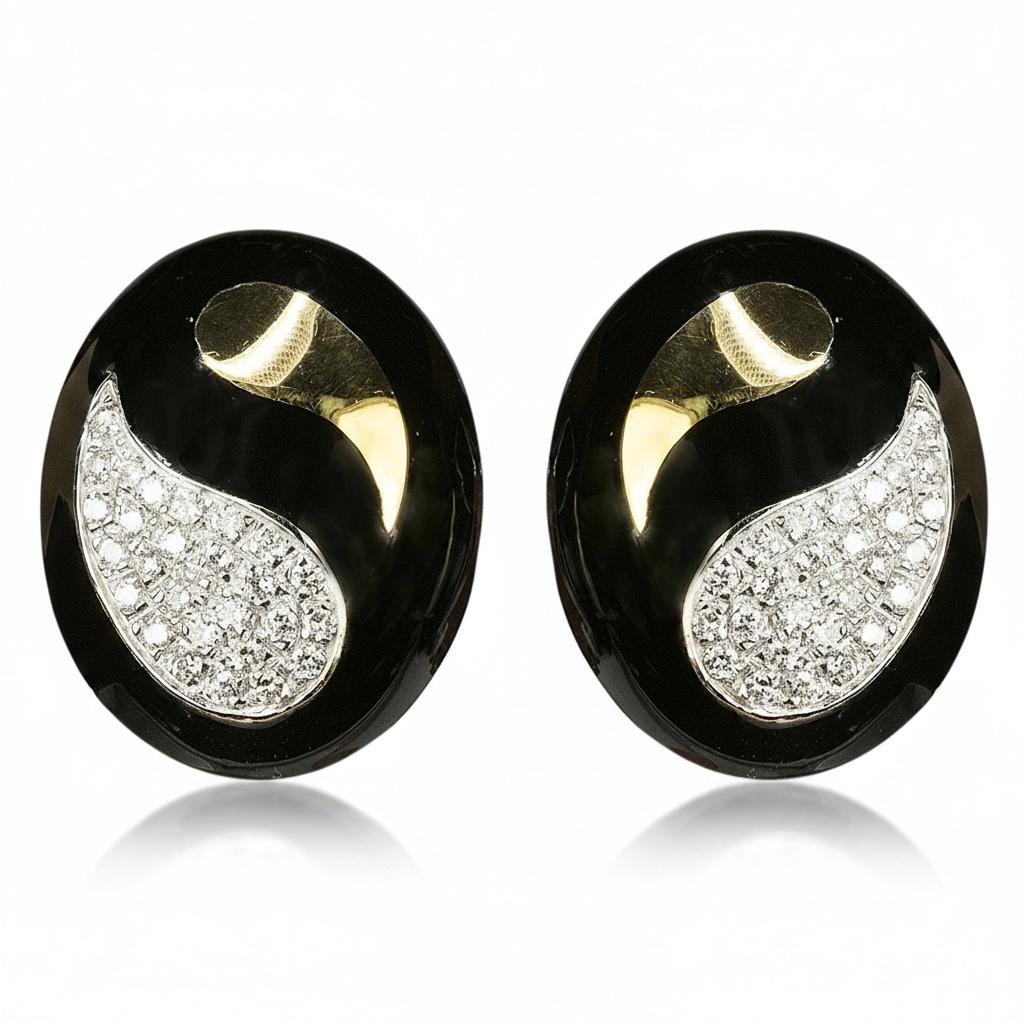 18k Diamond & Onyx Earrings