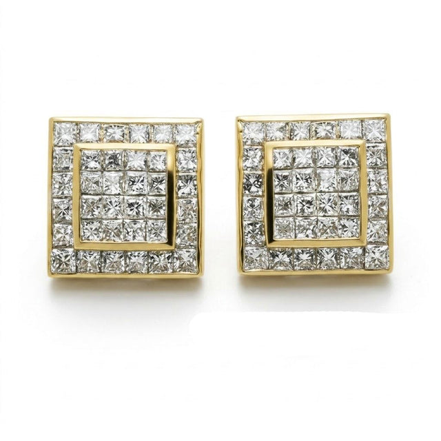 18k Invisible Set Diamond Earrings