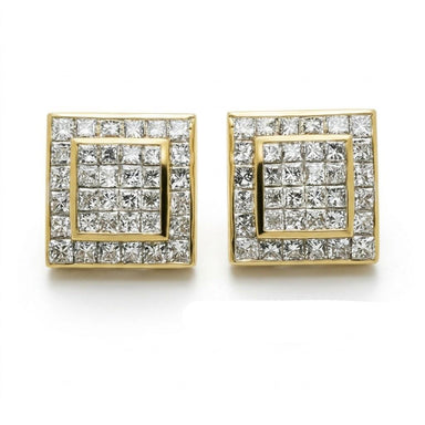 18k Invisible Set Diamond Earrings