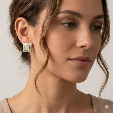 18k Invisible Set Diamond Earrings