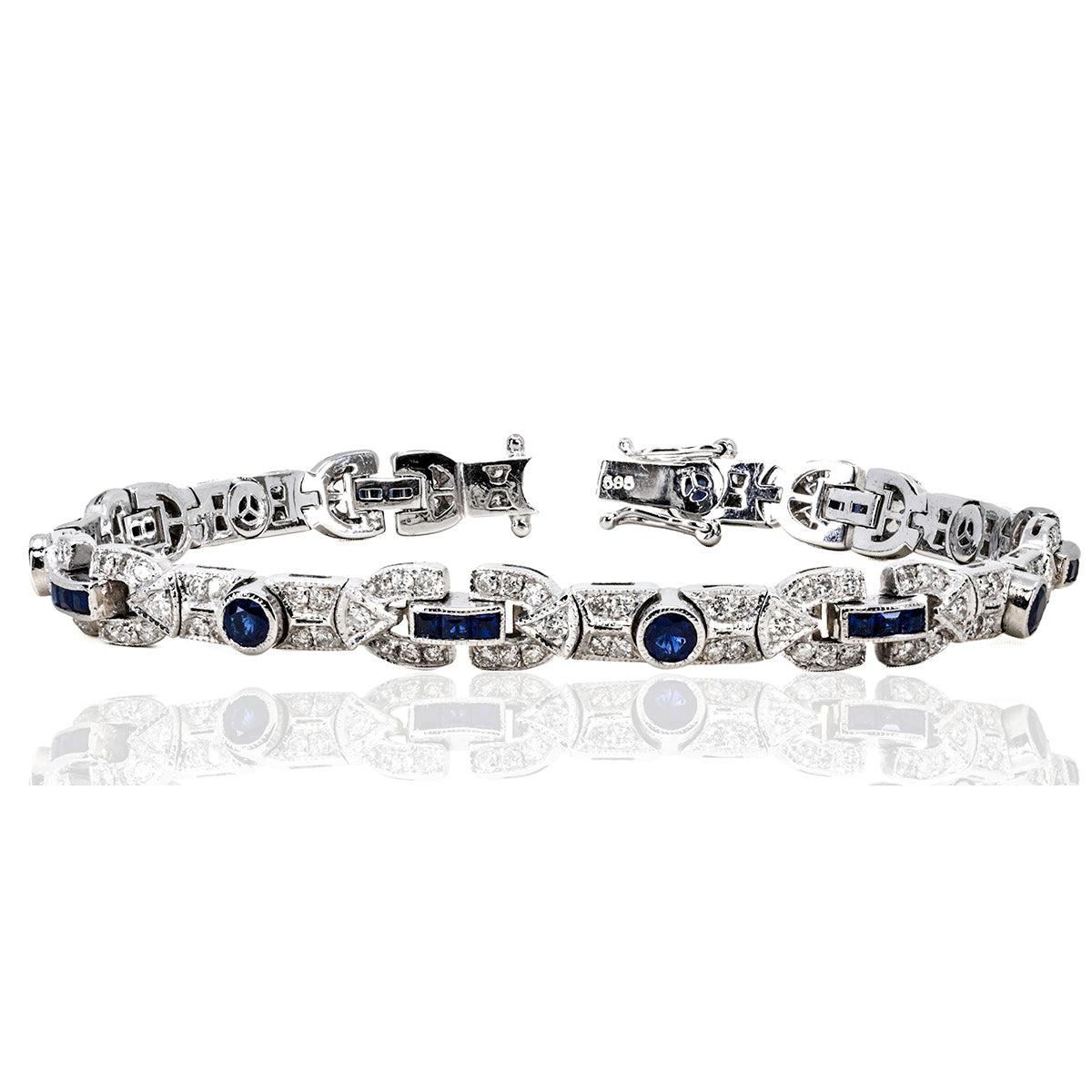 !4k White Gold Spphire Bracelet