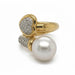 18K Pearl & Diamond Bypass Ring