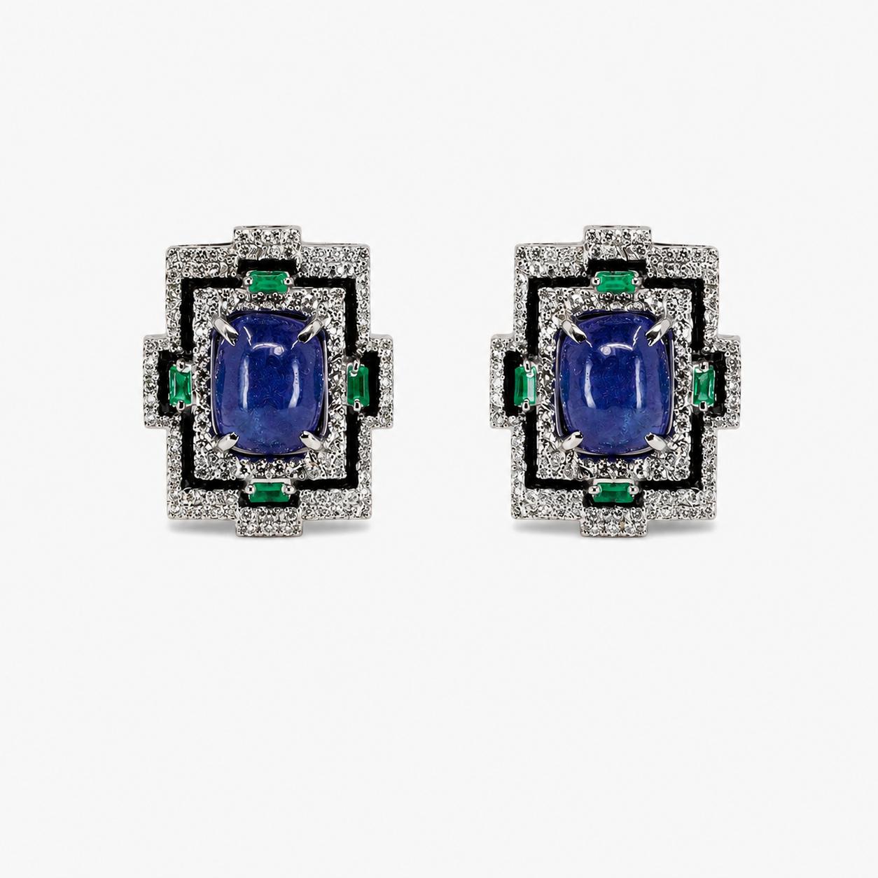 Sapphire Bead Tassle Earrings