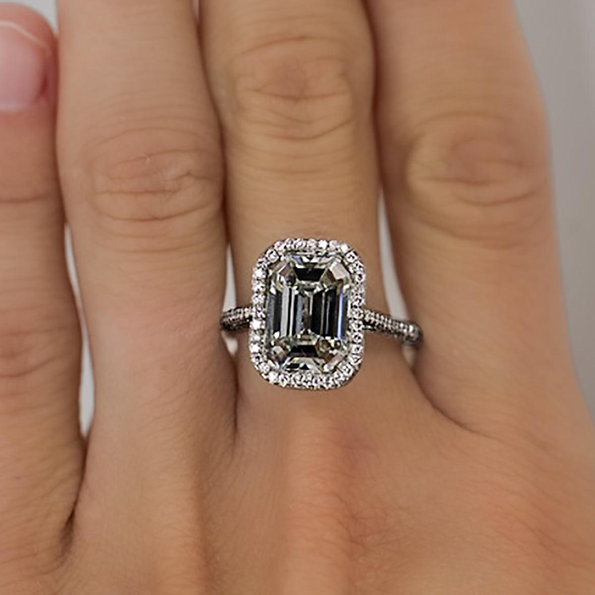 5.37ct Emerald Cut J SI2 GIA Ring