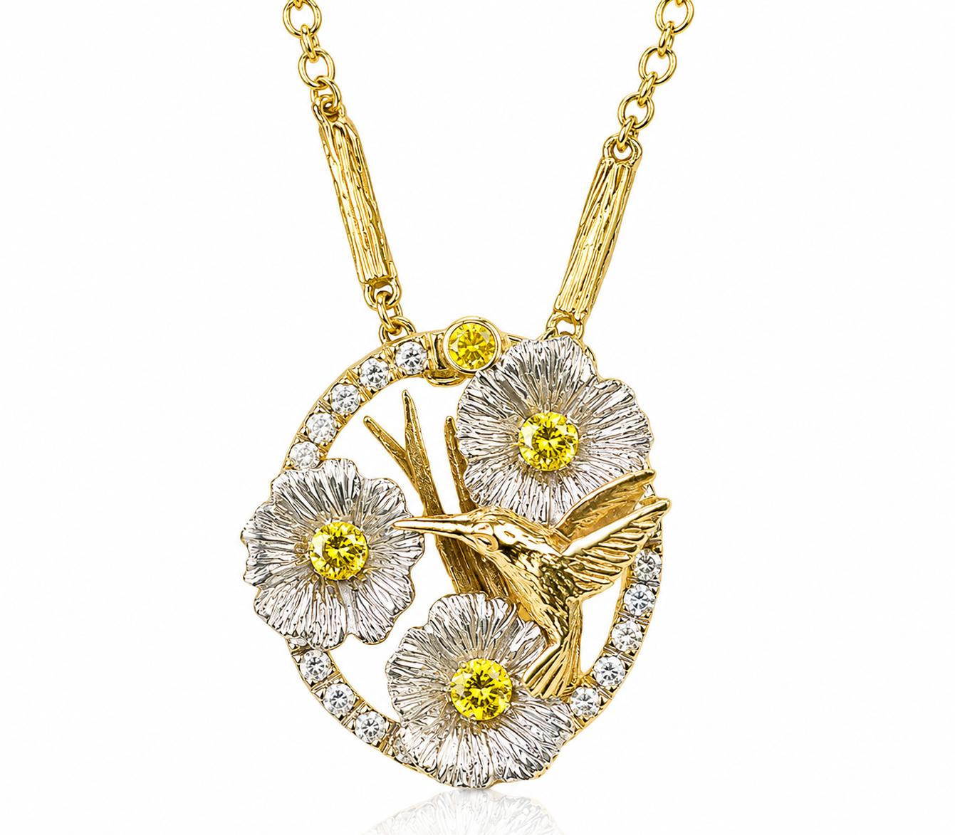 Diamond Hummingbird Brooch/Pendant