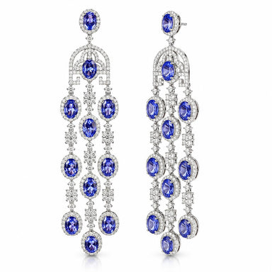 Diamnd & Tanzanite Chandelier Earrings
