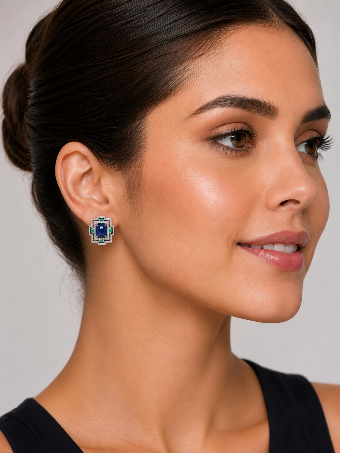 Sapphire Bead Tassle Earrings