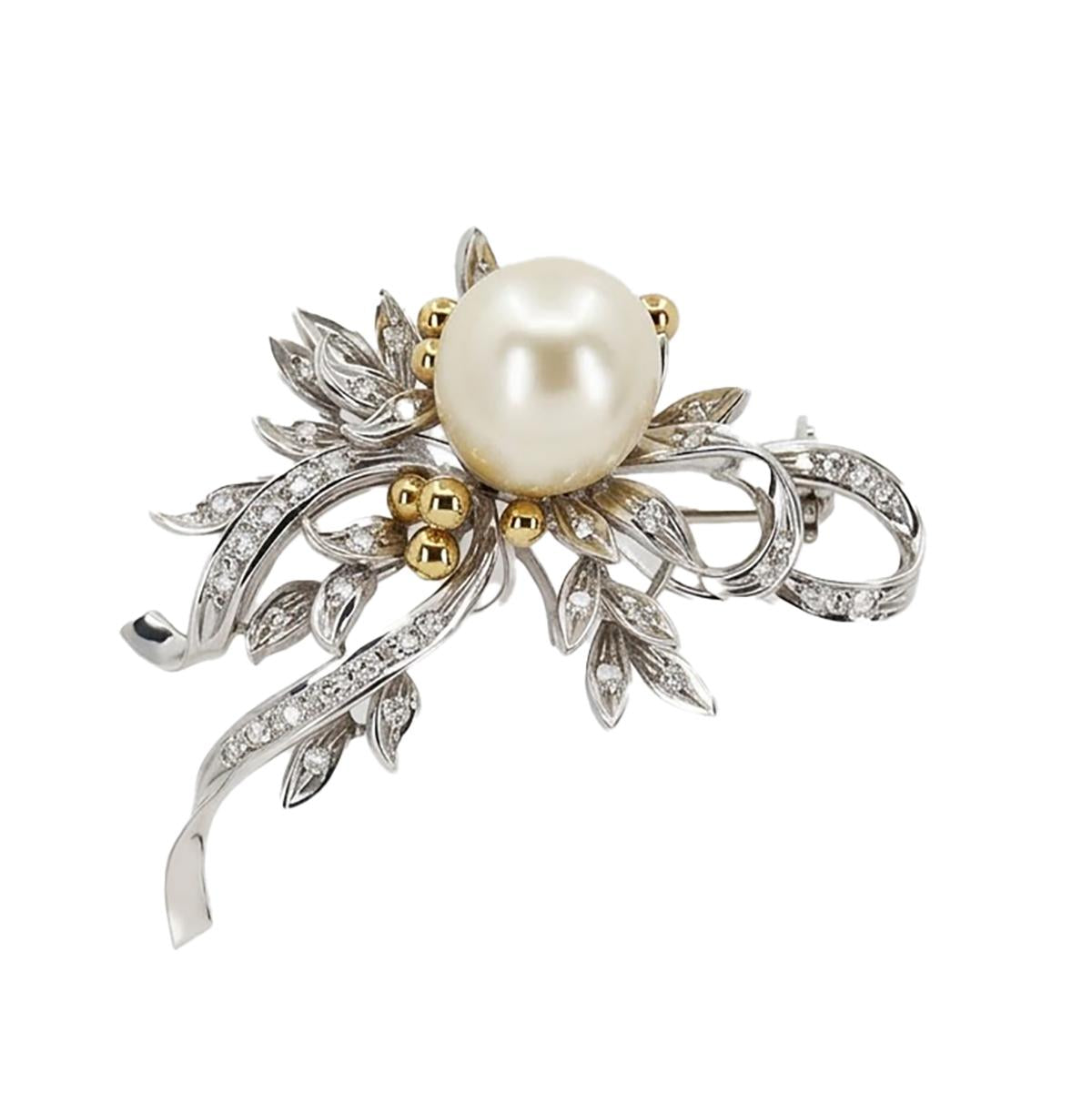 18k Pearl Brooch