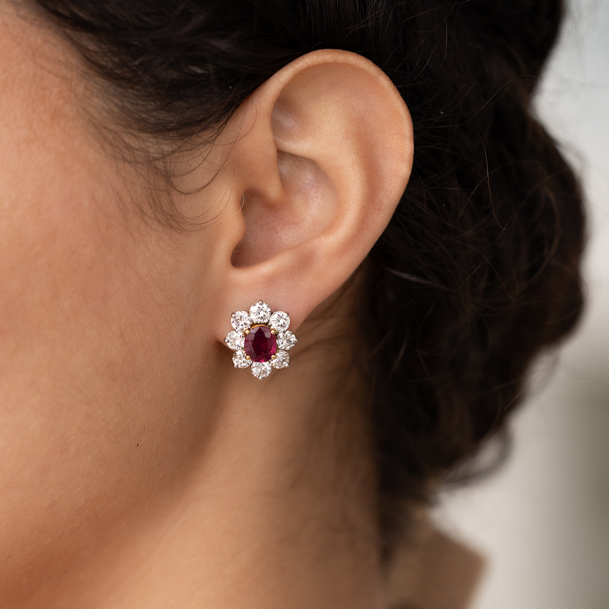 Platinuum & 18k Ruby Earrings