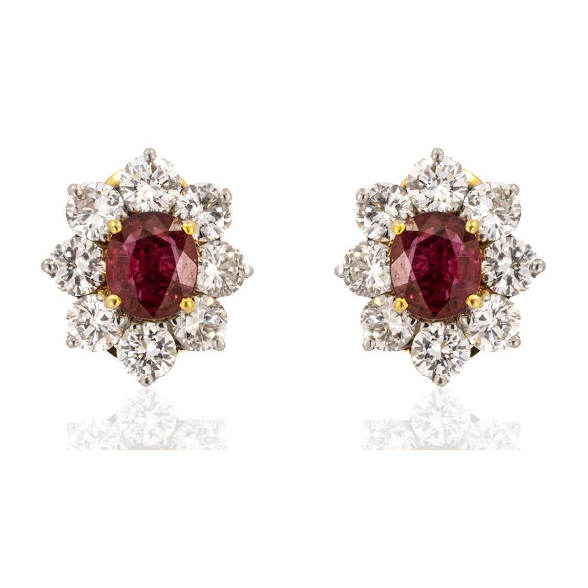 Platinuum & 18k Ruby Earrings