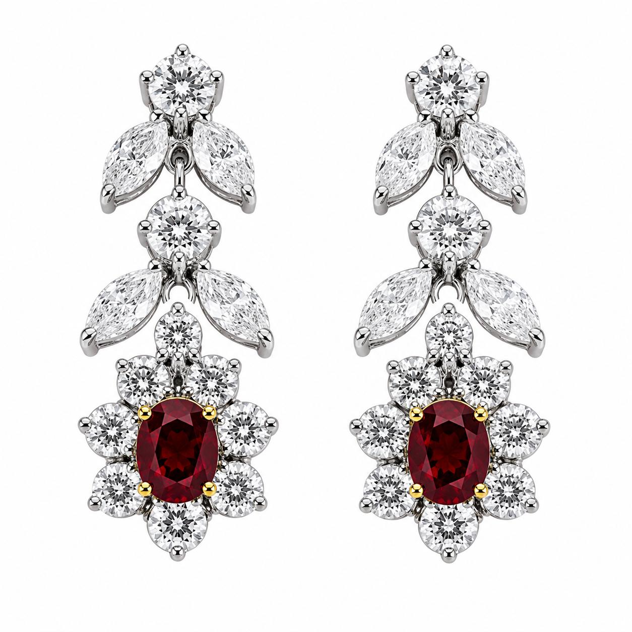 Platinum Ruby Earrings