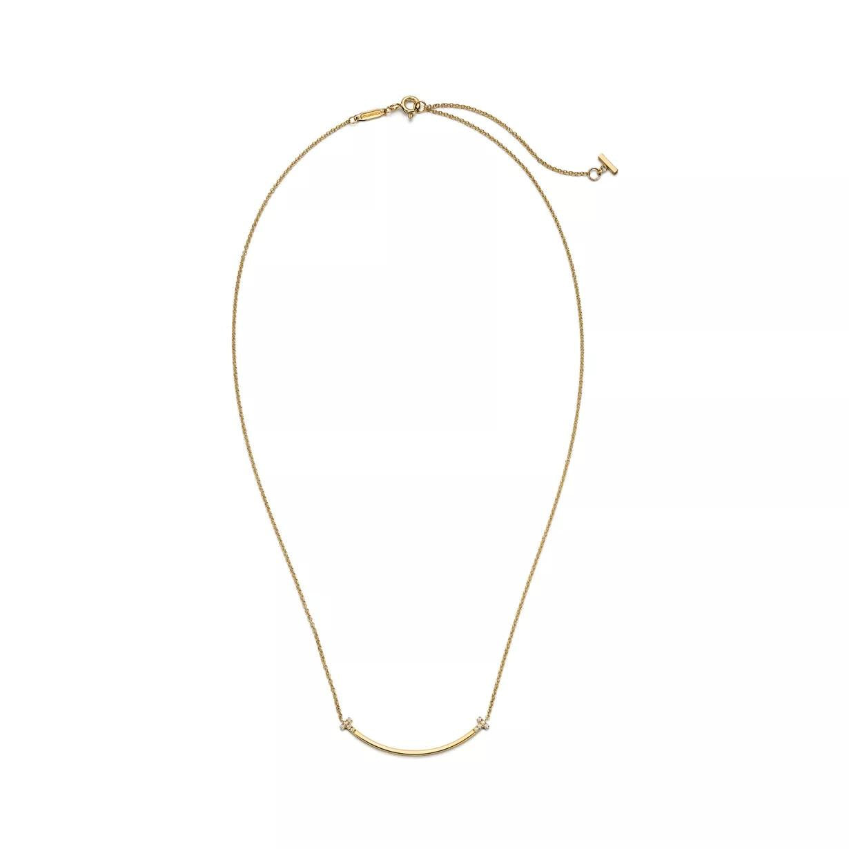 18k Tiffany T Smile Small Necklace with Diamonds