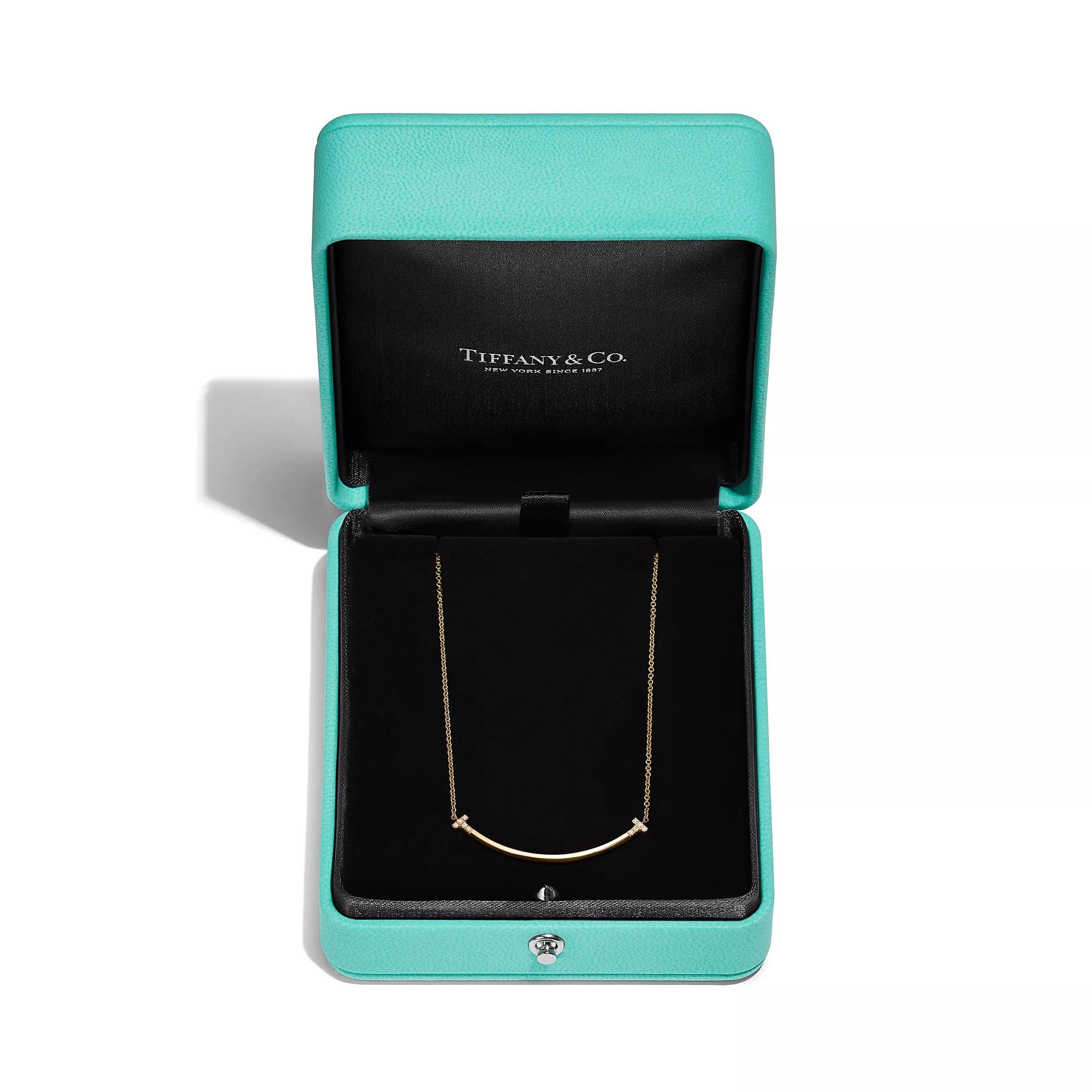 18k Tiffany T Smile Small Necklace with Diamonds