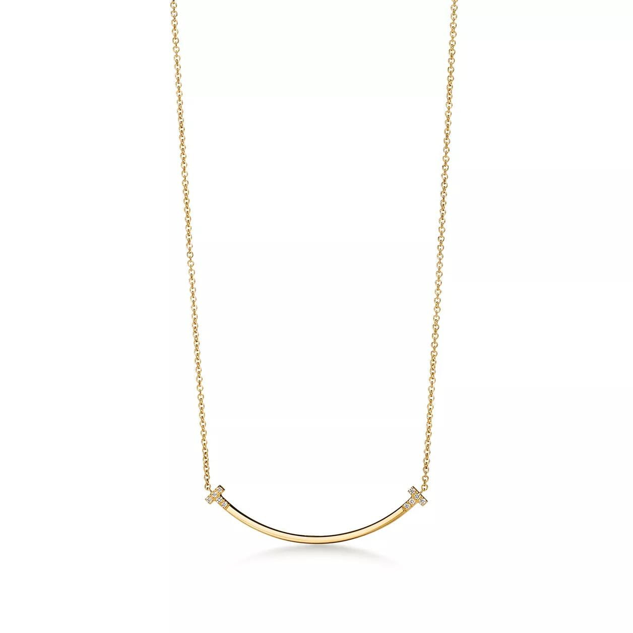 18k Tiffany T Smile Small Necklace with Diamonds