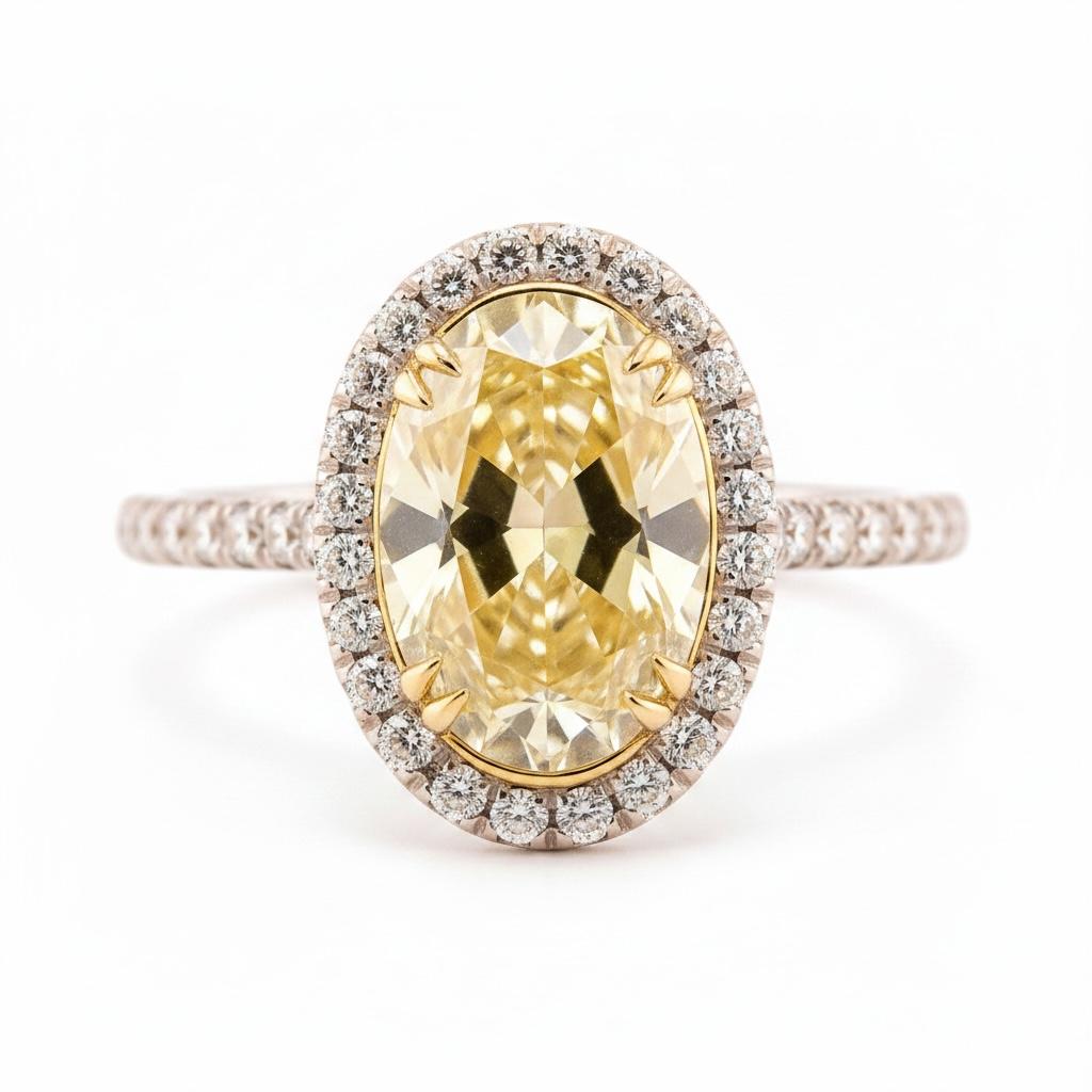 5.80 Ct Light Yellow Oval Ring