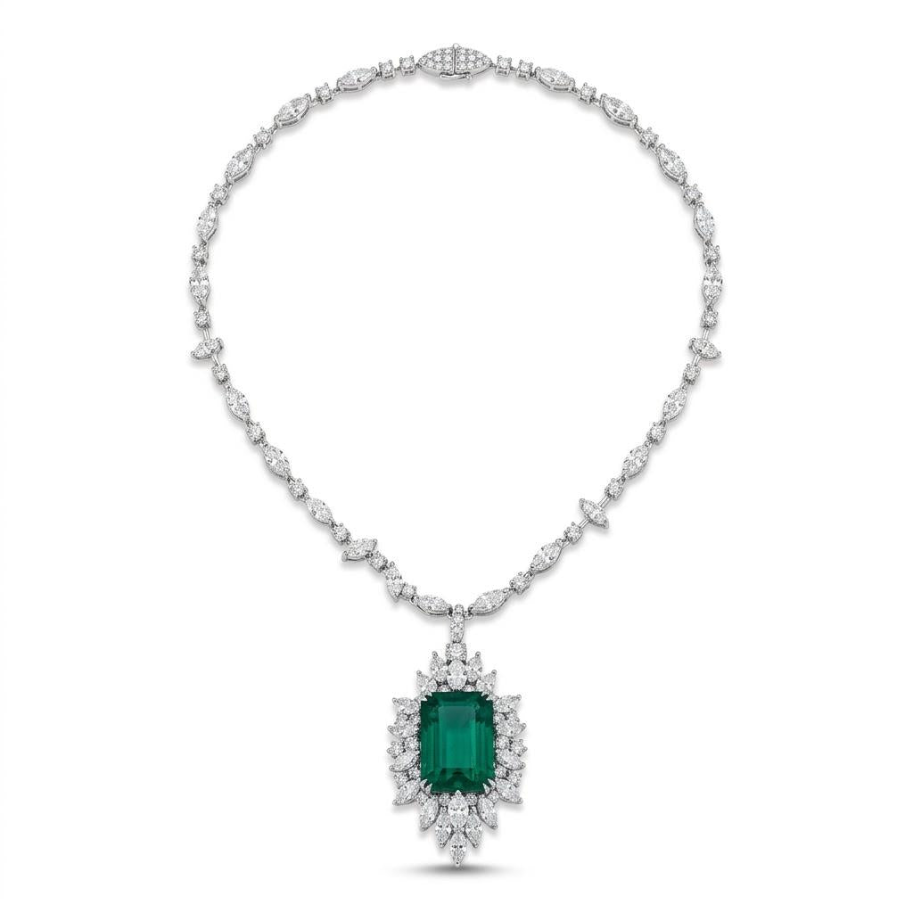 Stunning 19.42 Carat Emerald Necklace