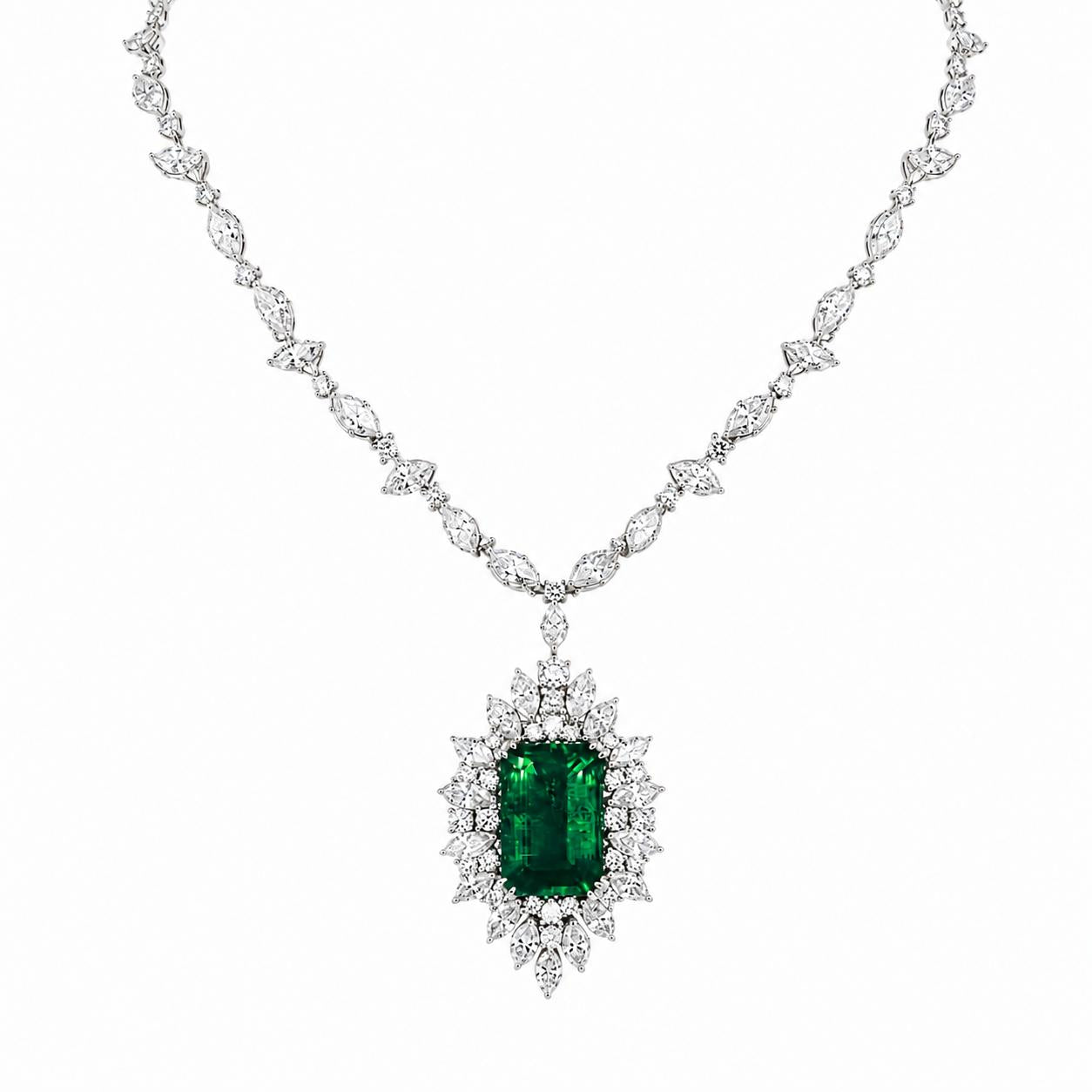 Stunning 19.42 Carat Emerald Necklace