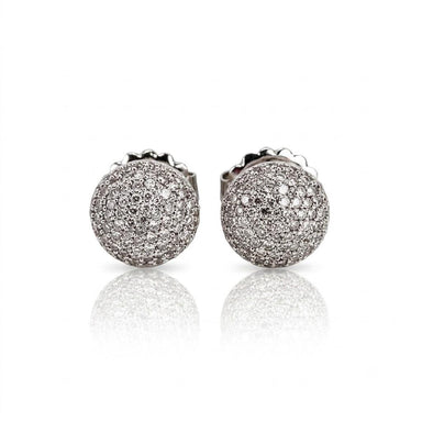18k Pave Diamond Button Earrings