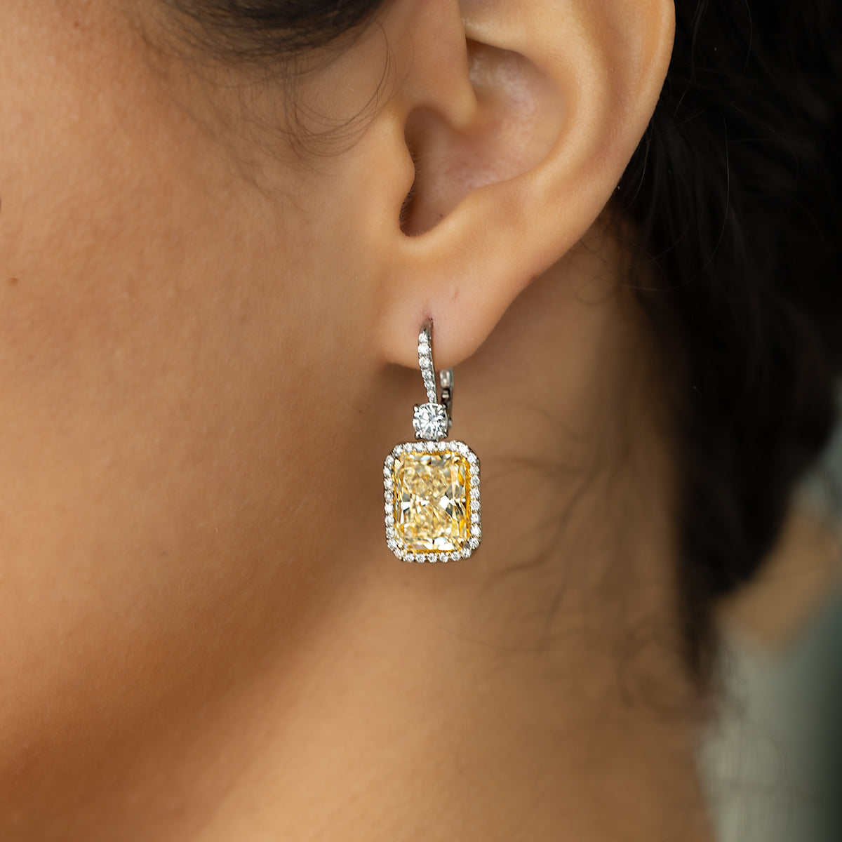 10.36 Carat Yellow Diamond Earrings