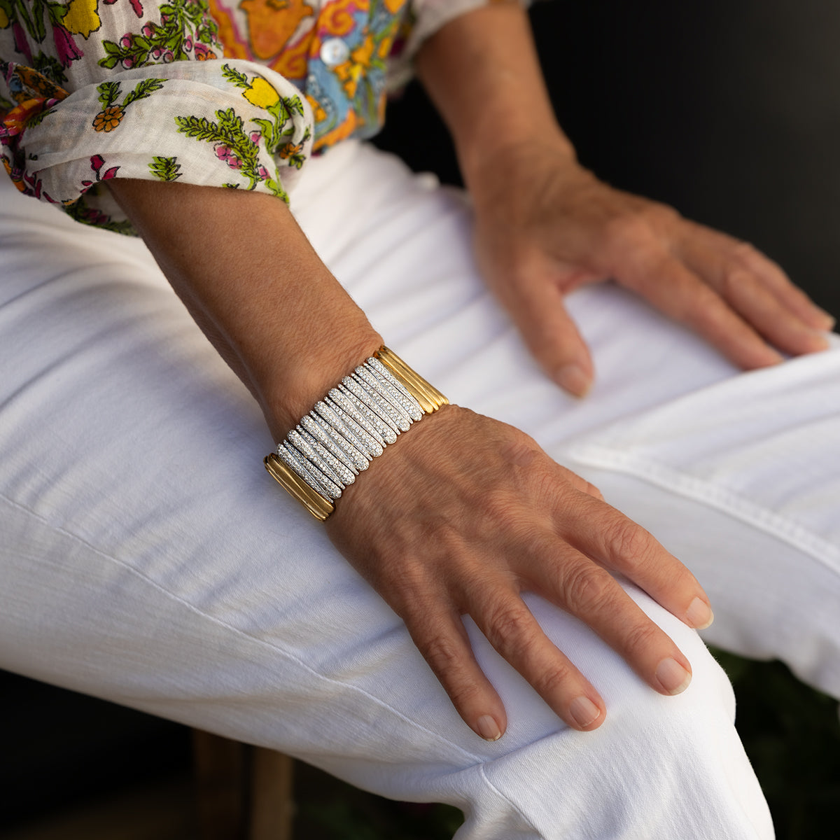 18k Textured Diamond Bracelet