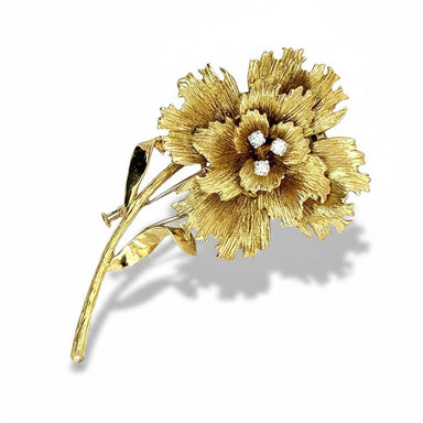 Gold Floral Diamond Brooch