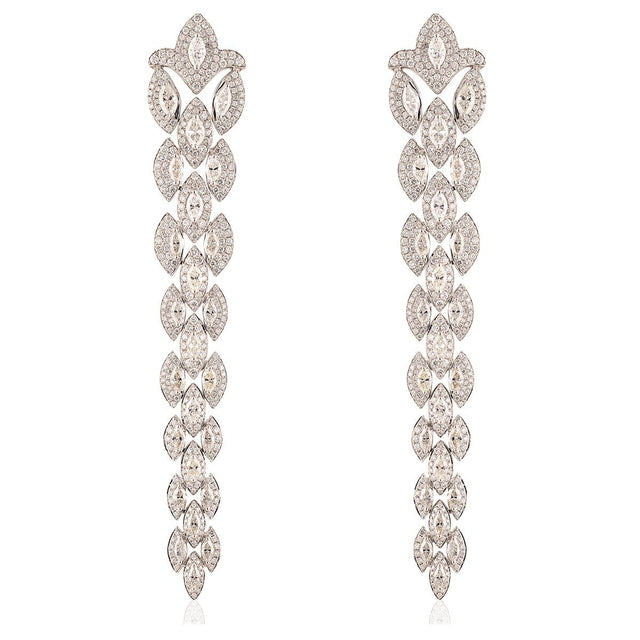 18k White Gold Chandelier Earrings with 15.08ct White Diamonds