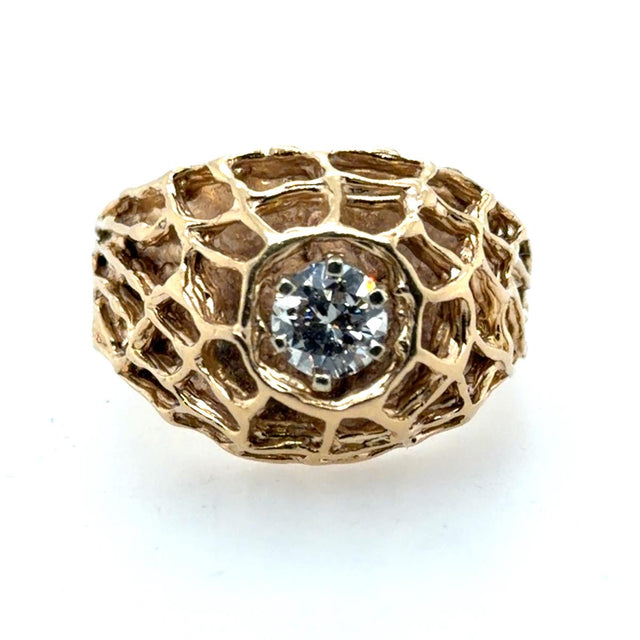 14k Vintage Hand Made Diamond Ring