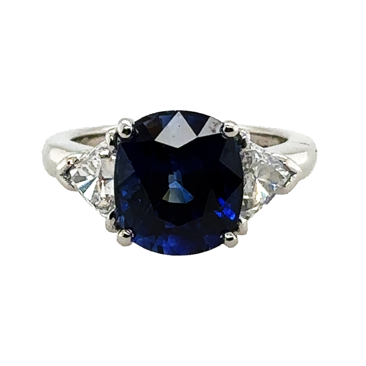 Platunum 5.42 Carat Royal Blue Sapphire Ring