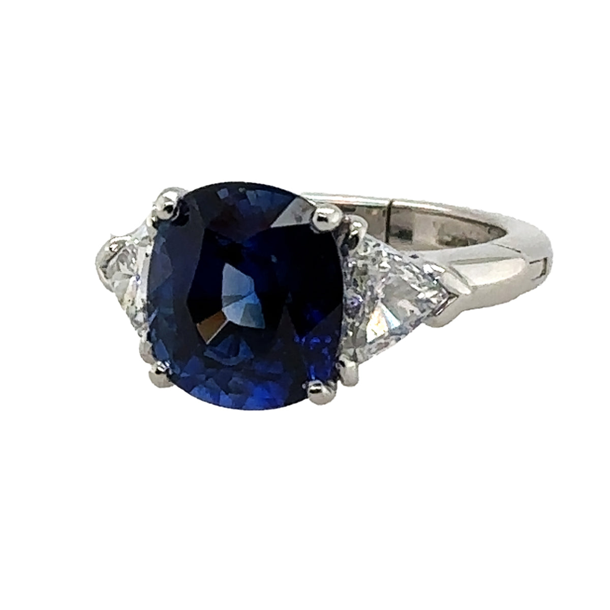 Platunum 5.42 Carat Royal Blue Sapphire Ring