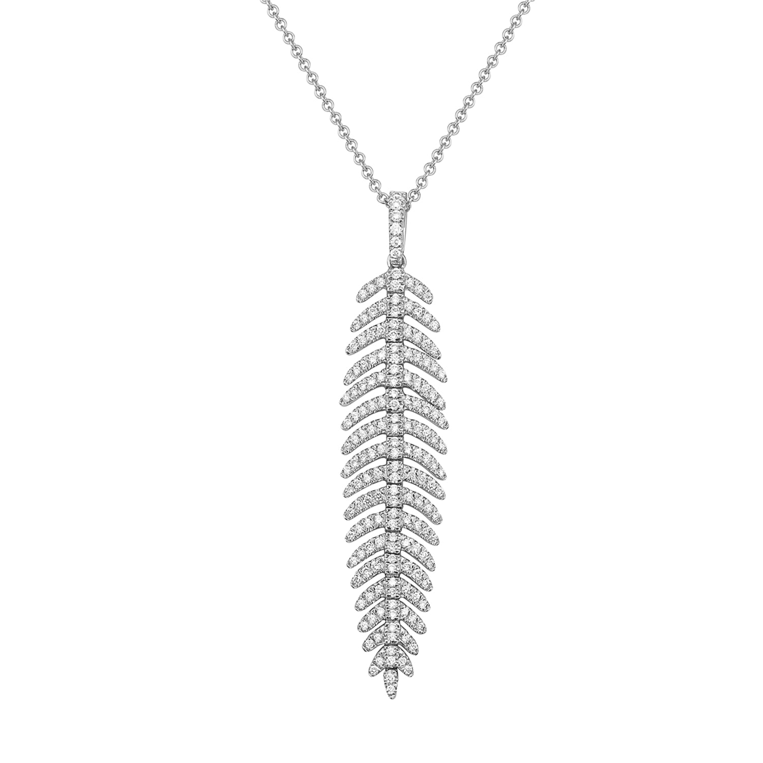 14k Diamond Feather Pendant