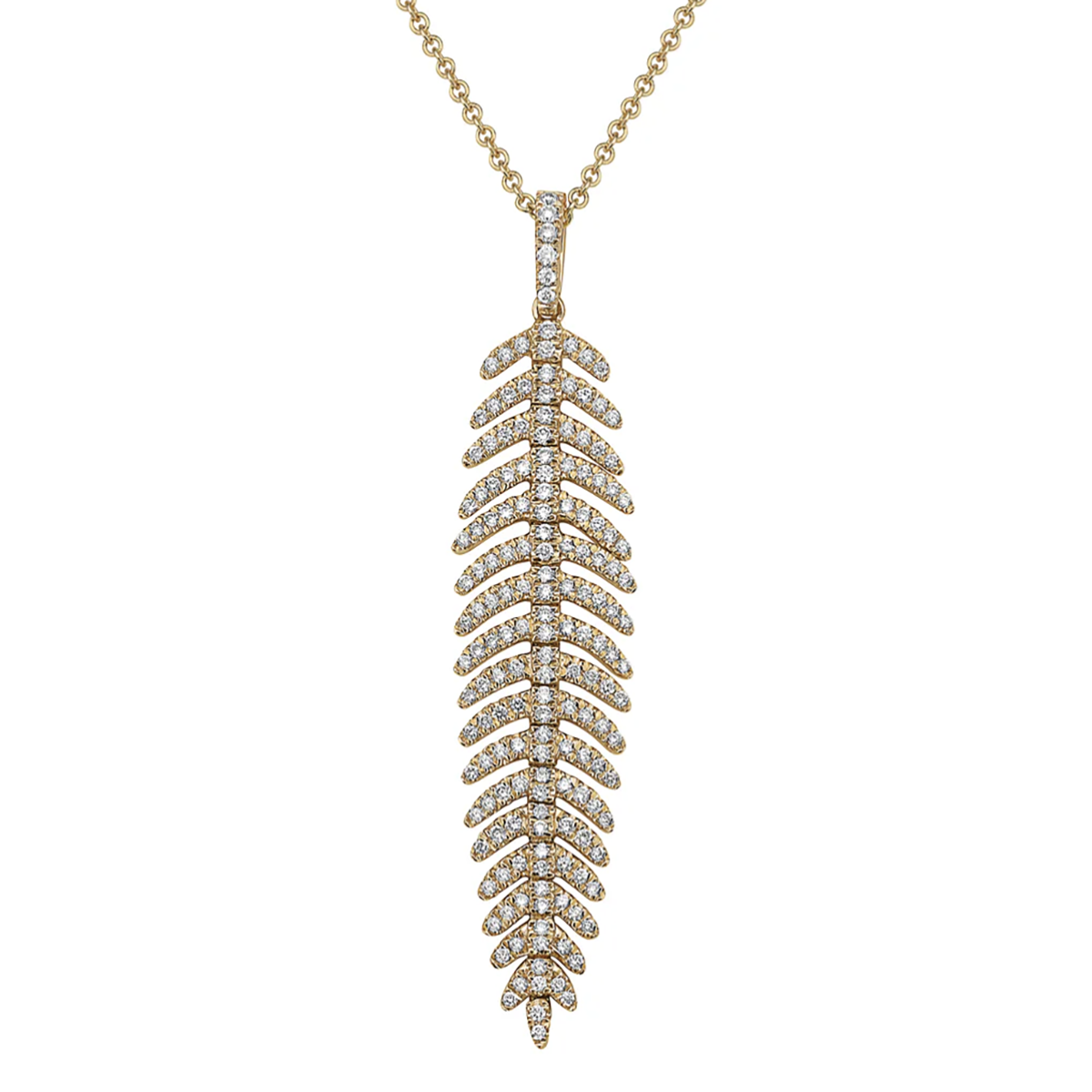 14k Diamond Feather Pendant