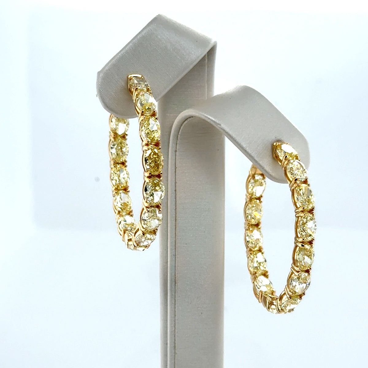 18k Yellow Diamond Hoop Earrings