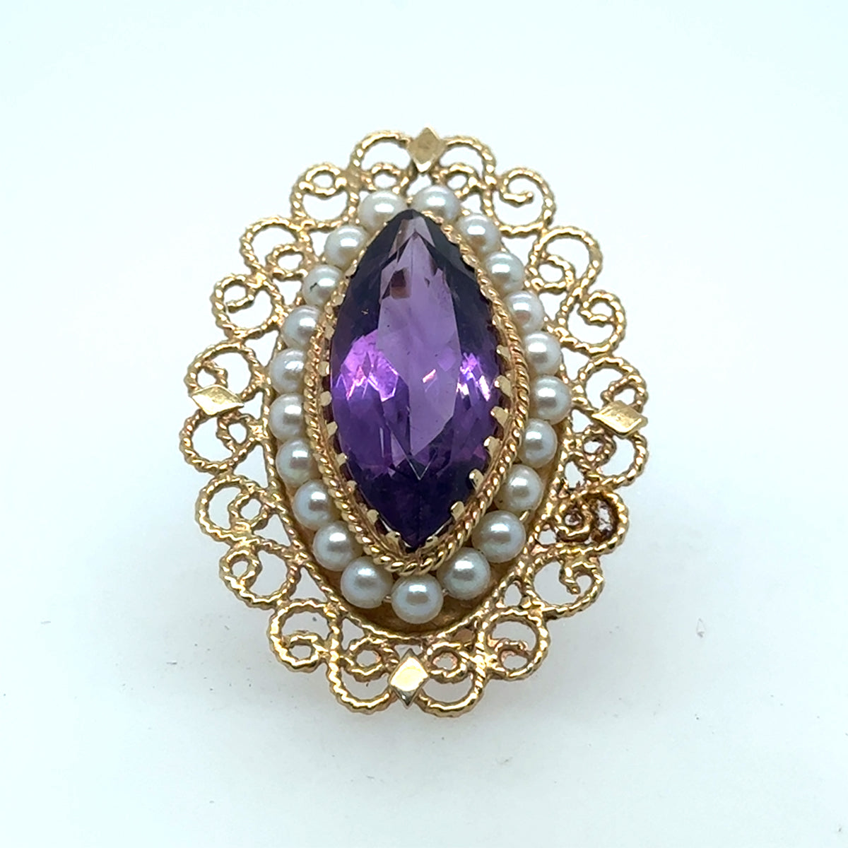 14k S. Gamliel Amethyst Brooch