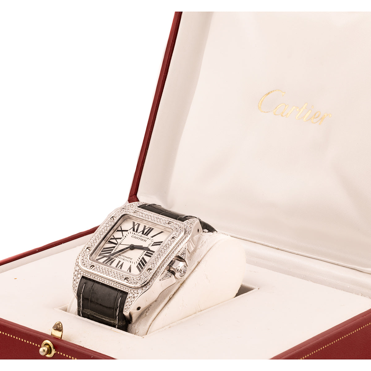 Cartier 18k Factory Diamond Set Santos 100XL