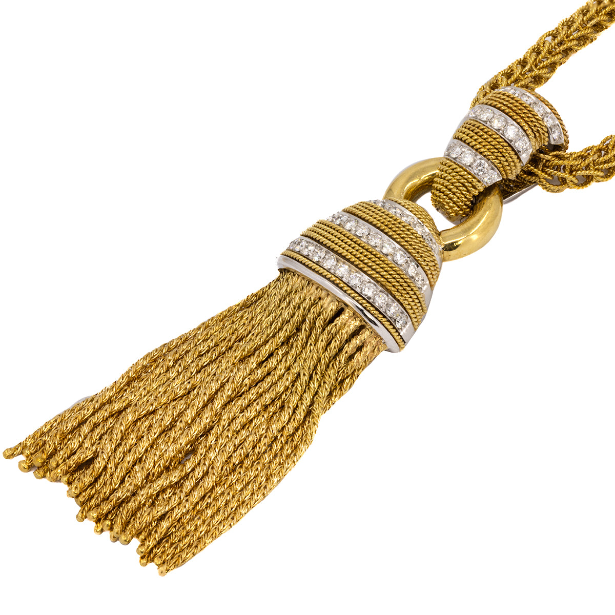 18k Diamond & Gold Tassle Necklace