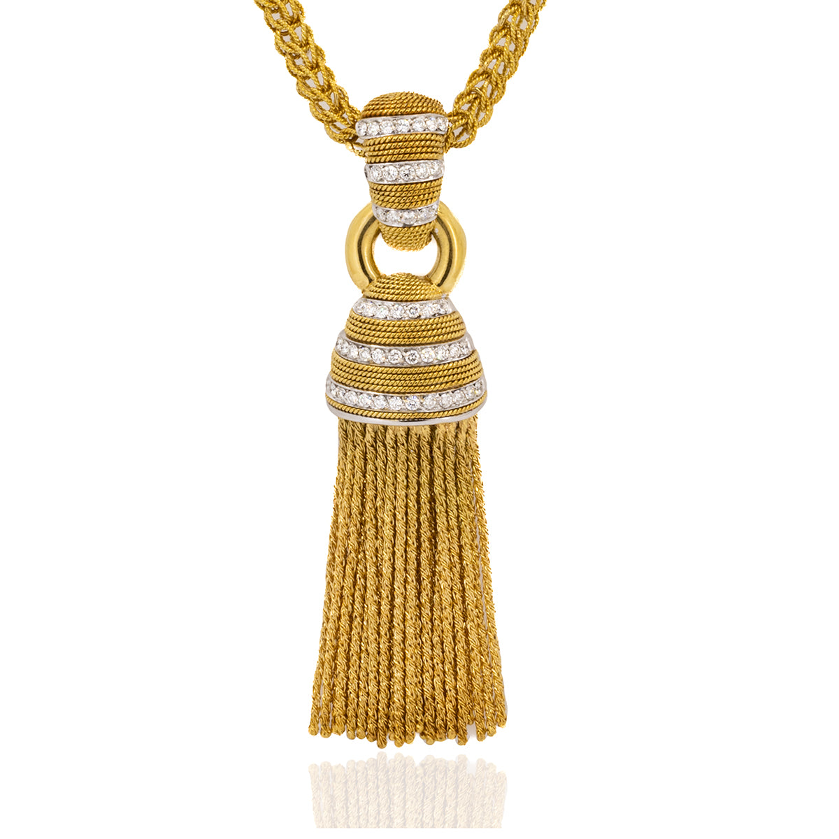 18k Diamond & Gold Tassle Necklace