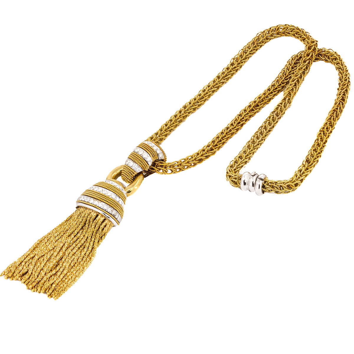 18k Diamond & Gold Tassle Necklace