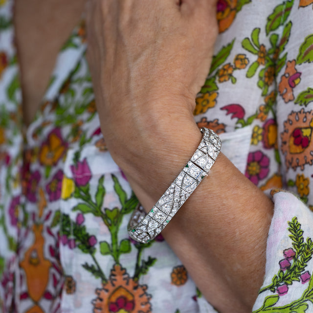 Art Deco Platinum Bracelet with 157 Old European Cut Diamonds