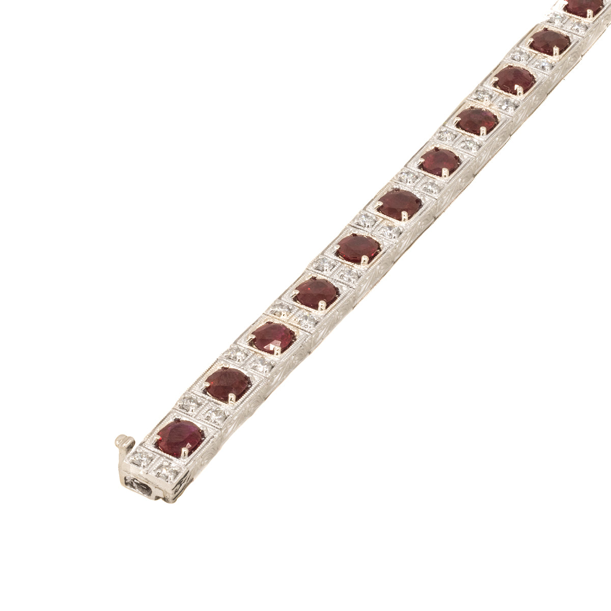 Platinum Engraved Ruby Bracelet