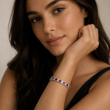 Platinum Engraved Ruby Bracelet