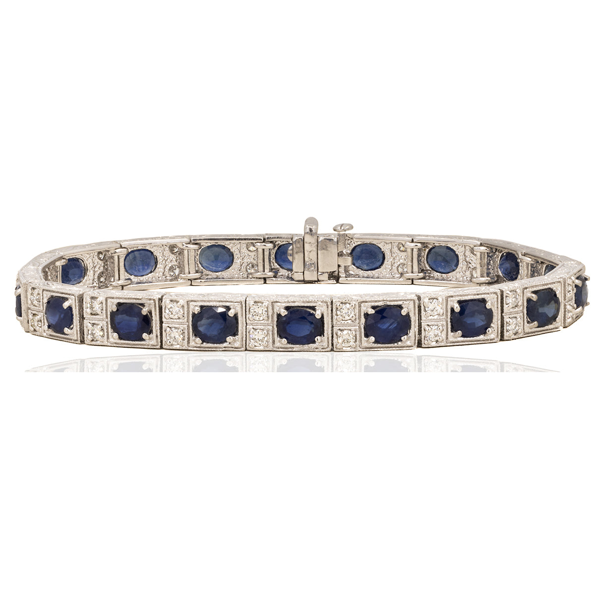 Platinum Engraved Sapphire Bracelet