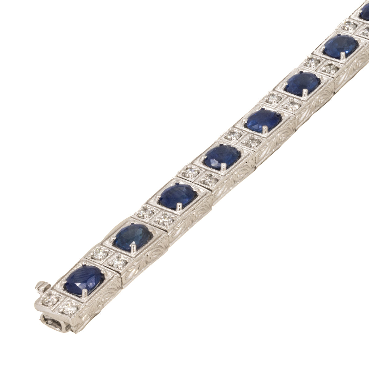 Platinum Engraved Sapphire Bracelet