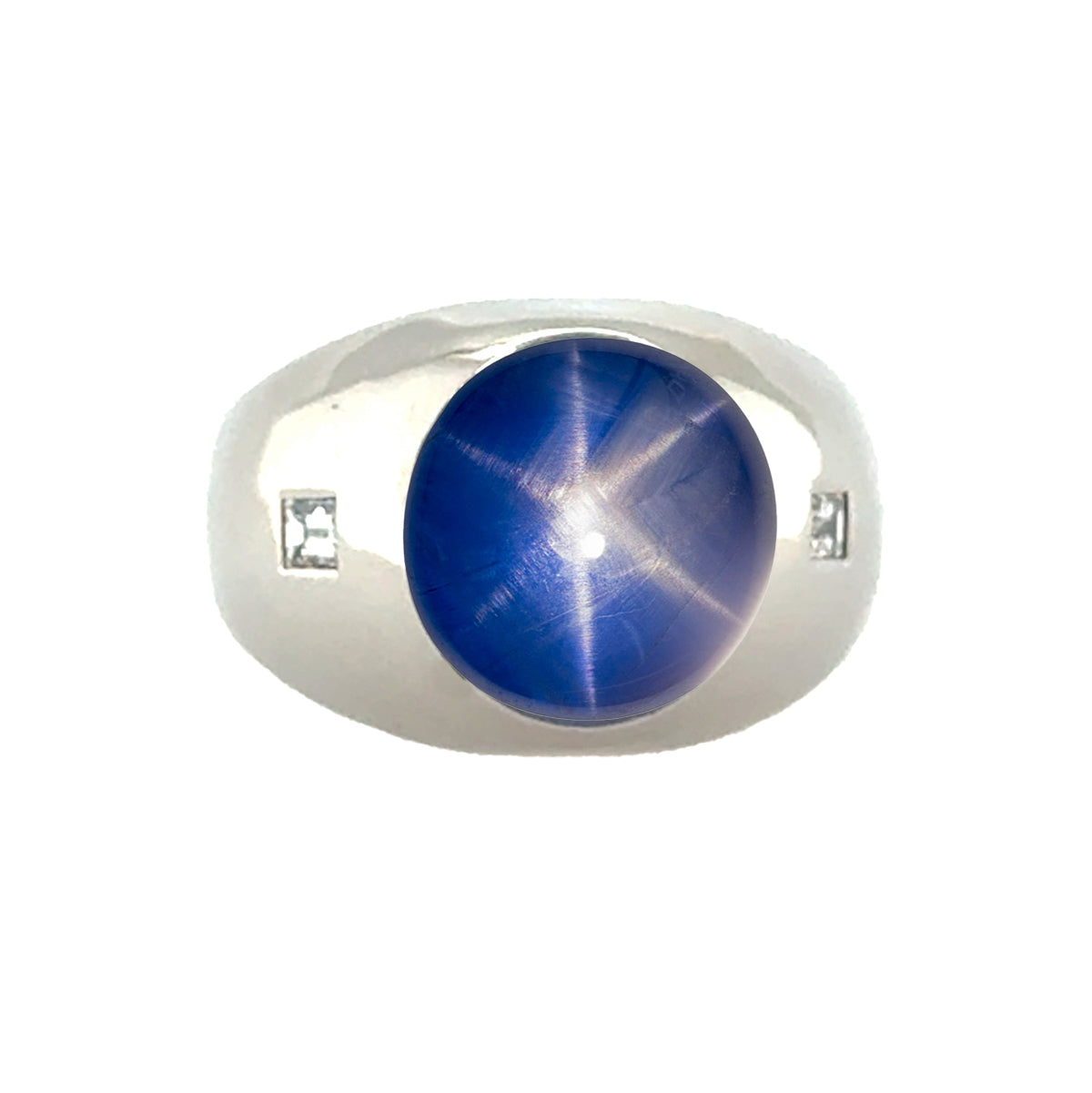 Platinum Blue Star Sapphire Ring8233