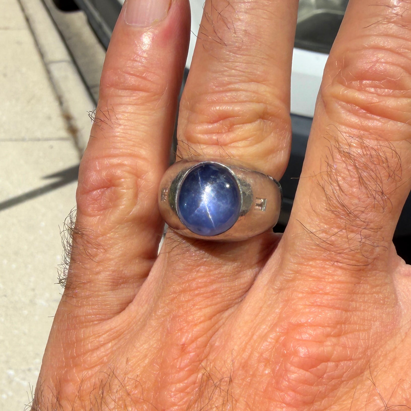 Platinum Blue Star Sapphire Ring